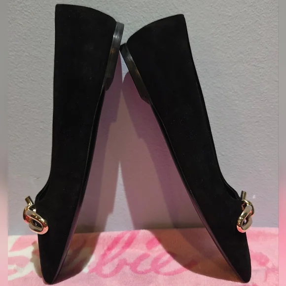 Women's Salvatore Ferragamo Gold Bow Detail Black Loafer, Size 7.5 - Picture 5 of 7